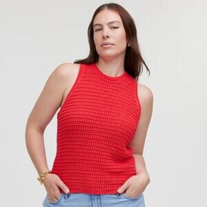 NWT Madewell Crochet-Knit Crewneck Sweater Tank Crushed Watermelon Size XS